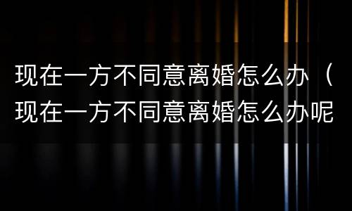 现在一方不同意离婚怎么办（现在一方不同意离婚怎么办呢）