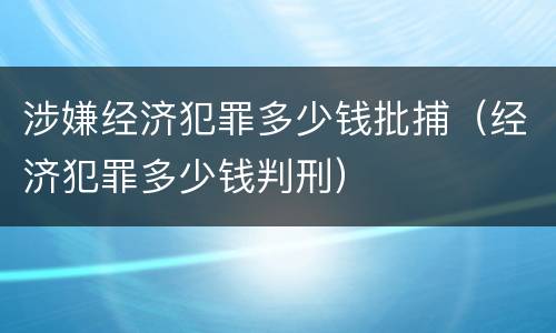 涉嫌经济犯罪多少钱批捕（经济犯罪多少钱判刑）