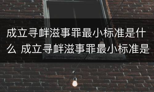 成立寻衅滋事罪最小标准是什么 成立寻衅滋事罪最小标准是什么意思