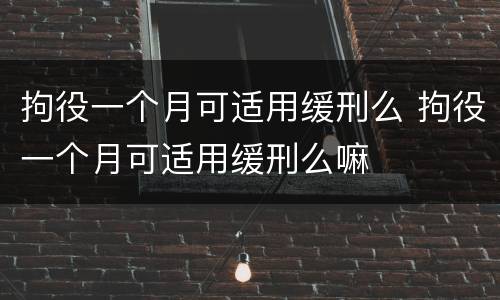 拘役一个月可适用缓刑么 拘役一个月可适用缓刑么嘛