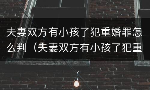 夫妻双方有小孩了犯重婚罪怎么判（夫妻双方有小孩了犯重婚罪怎么判刑）