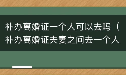 补办离婚证一个人可以去吗（补办离婚证夫妻之间去一个人可以办理吗?）