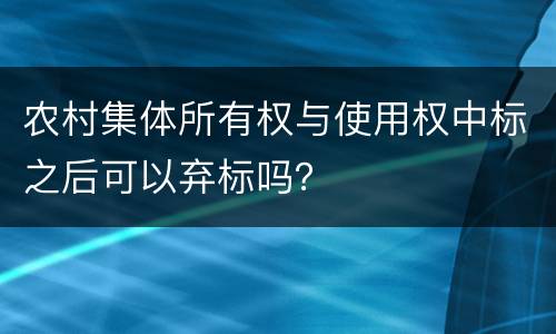 农村集体所有权与使用权中标之后可以弃标吗？