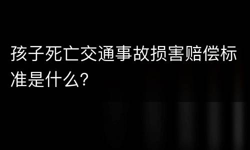 孩子死亡交通事故损害赔偿标准是什么？