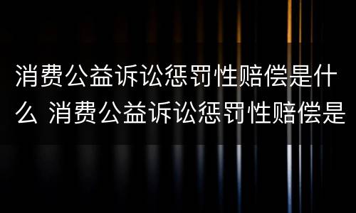 消费公益诉讼惩罚性赔偿是什么 消费公益诉讼惩罚性赔偿是什么意思