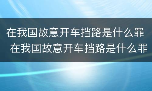 在我国故意开车挡路是什么罪 在我国故意开车挡路是什么罪行