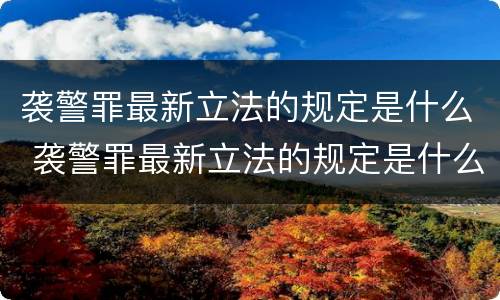 袭警罪最新立法的规定是什么 袭警罪最新立法的规定是什么内容