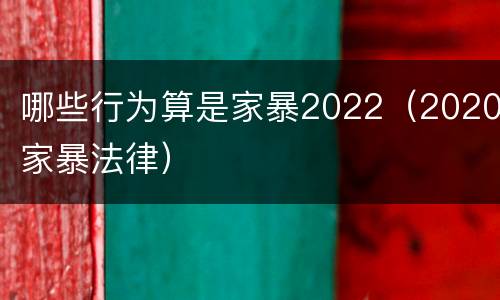 哪些行为算是家暴2022（2020家暴法律）