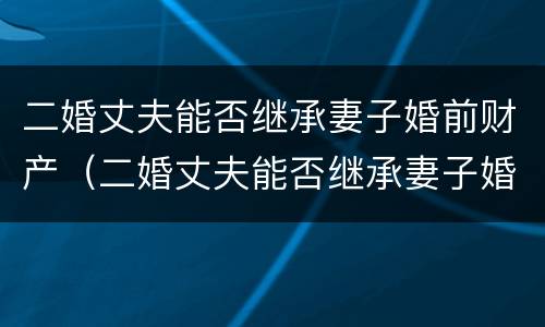 二婚丈夫能否继承妻子婚前财产（二婚丈夫能否继承妻子婚前财产呢）