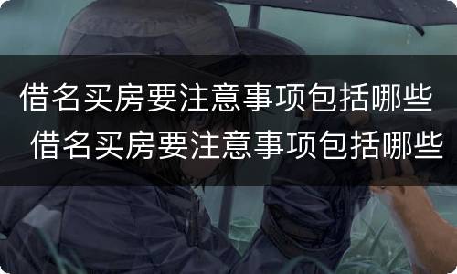 借名买房要注意事项包括哪些 借名买房要注意事项包括哪些