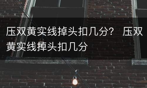 压双黄实线掉头扣几分？ 压双黄实线掉头扣几分