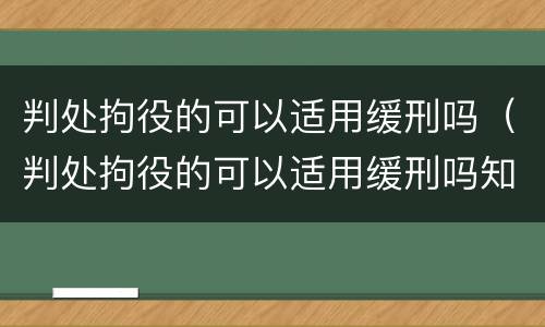 判处拘役的可以适用缓刑吗（判处拘役的可以适用缓刑吗知乎）