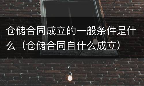 仓储合同成立的一般条件是什么（仓储合同自什么成立）