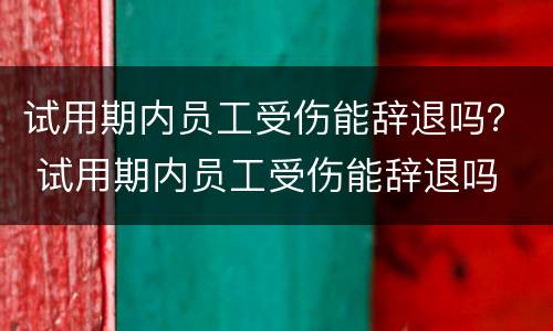 试用期内员工受伤能辞退吗？ 试用期内员工受伤能辞退吗