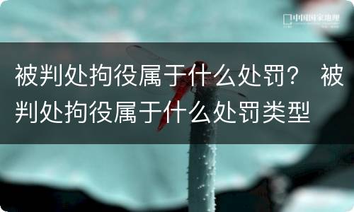 被判处拘役属于什么处罚？ 被判处拘役属于什么处罚类型