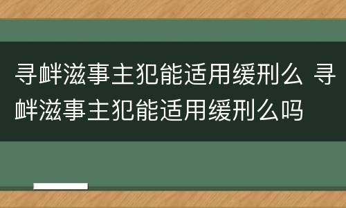 寻衅滋事主犯能适用缓刑么 寻衅滋事主犯能适用缓刑么吗