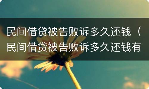 民间借贷被告败诉多久还钱（民间借贷被告败诉多久还钱有效）