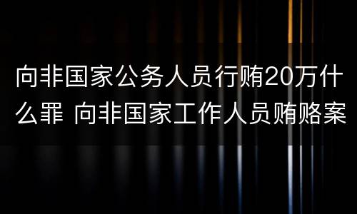 向非国家公务人员行贿20万什么罪 向非国家工作人员贿赂案件