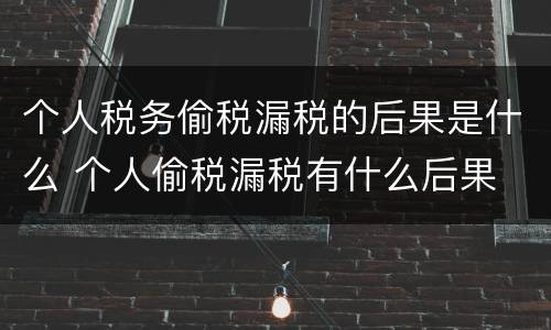 个人税务偷税漏税的后果是什么 个人偷税漏税有什么后果