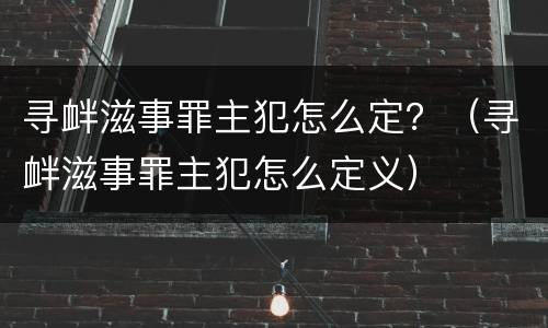 寻衅滋事罪主犯怎么定？（寻衅滋事罪主犯怎么定义）