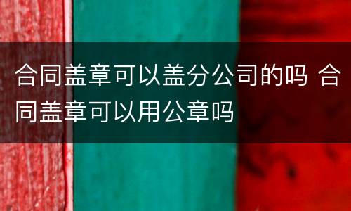 合同盖章可以盖分公司的吗 合同盖章可以用公章吗