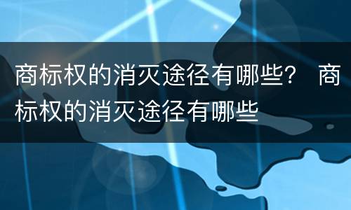 商标权的消灭途径有哪些？ 商标权的消灭途径有哪些