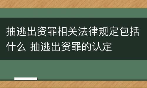 抽逃出资罪相关法律规定包括什么 抽逃出资罪的认定