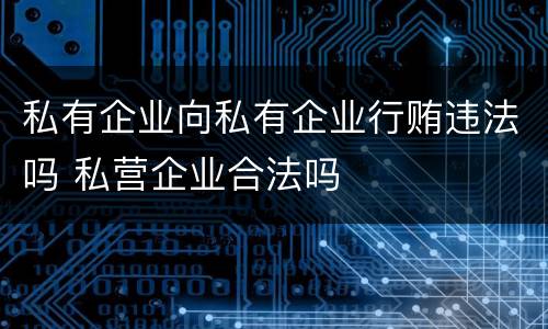 私有企业向私有企业行贿违法吗 私营企业合法吗