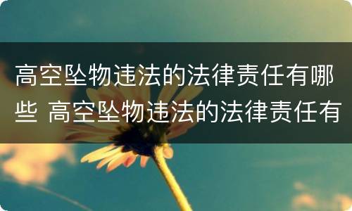 高空坠物违法的法律责任有哪些 高空坠物违法的法律责任有哪些呢