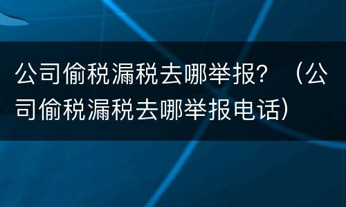 公司偷税漏税去哪举报？（公司偷税漏税去哪举报电话）