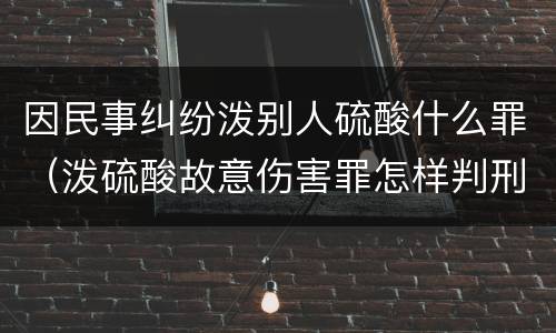 因民事纠纷泼别人硫酸什么罪（泼硫酸故意伤害罪怎样判刑）