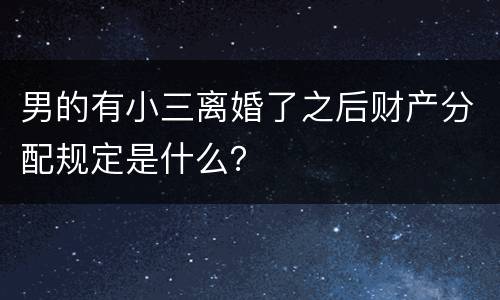 男的有小三离婚了之后财产分配规定是什么？