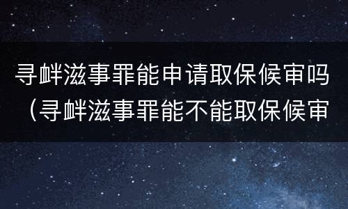 寻衅滋事罪能申请取保候审吗（寻衅滋事罪能不能取保候审）