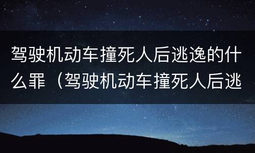 驾驶机动车撞死人后逃逸的什么罪（驾驶机动车撞死人后逃逸的什么罪名）