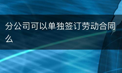 分公司可以单独签订劳动合同么