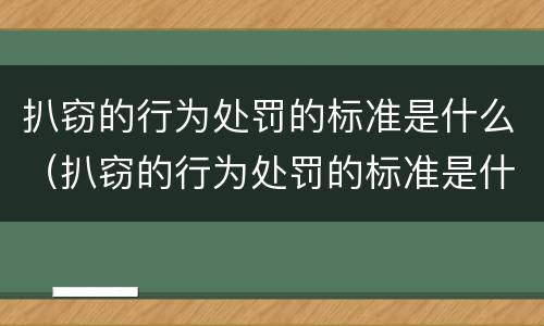 扒窃的行为处罚的标准是什么（扒窃的行为处罚的标准是什么）