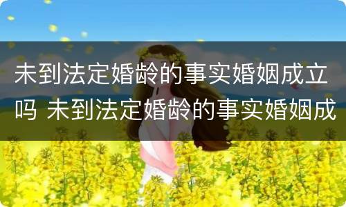 未到法定婚龄的事实婚姻成立吗 未到法定婚龄的事实婚姻成立吗