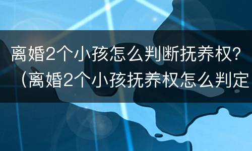 离婚2个小孩怎么判断抚养权？（离婚2个小孩抚养权怎么判定）