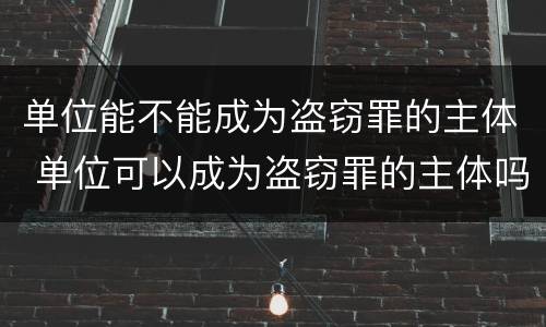 单位能不能成为盗窃罪的主体 单位可以成为盗窃罪的主体吗