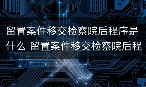 留置案件移交检察院后程序是什么 留置案件移交检察院后程序是什么呢