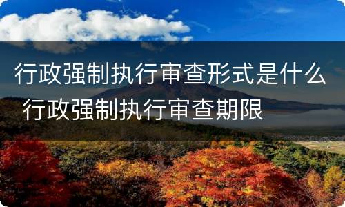 行政强制执行审查形式是什么 行政强制执行审查期限