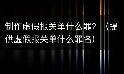 制作虚假报关单什么罪？（提供虚假报关单什么罪名）