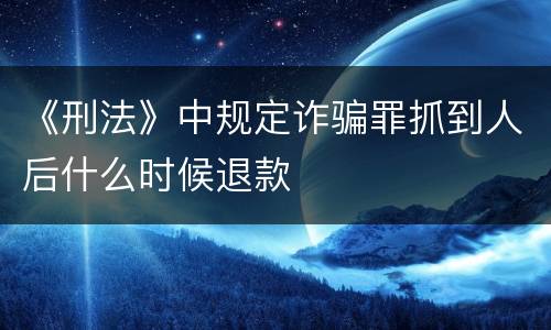 《刑法》中规定诈骗罪抓到人后什么时候退款