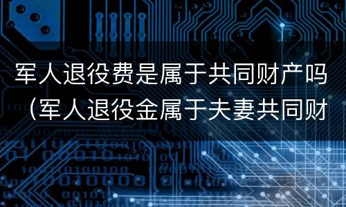 军人退役费是属于共同财产吗（军人退役金属于夫妻共同财产吗）