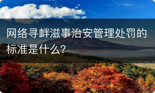 网络寻衅滋事治安管理处罚的标准是什么？