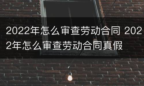 2022年怎么审查劳动合同 2022年怎么审查劳动合同真假