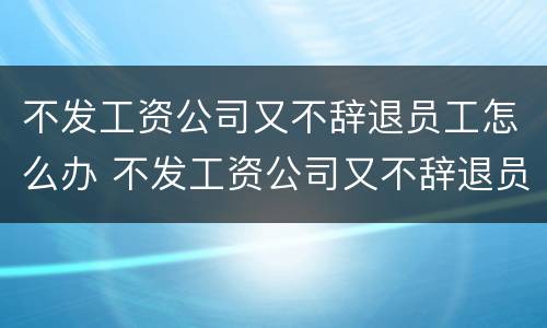 不发工资公司又不辞退员工怎么办 不发工资公司又不辞退员工怎么办理