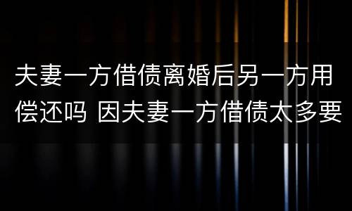 夫妻一方借债离婚后另一方用偿还吗 因夫妻一方借债太多要离婚