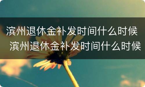 滨州退休金补发时间什么时候 滨州退休金补发时间什么时候开始