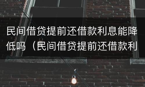 民间借贷提前还借款利息能降低吗（民间借贷提前还借款利息能降低吗知乎）